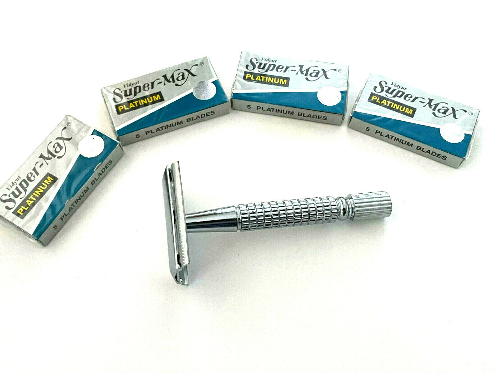 3.5" HANDLE STAINLESS STEEL DOUBLE EDGE SAFETY RAZOR MADE IN GERMANY BLADES 