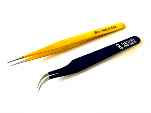 2 PCS Eyelash Extension Tweezers Straight & Curved Stainless Steel Set