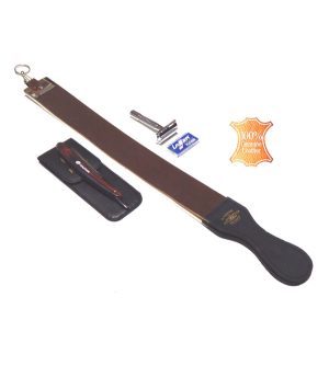 4pcs Barber's Choice Complete Shaving Trimming Hair Shaping Strop Set