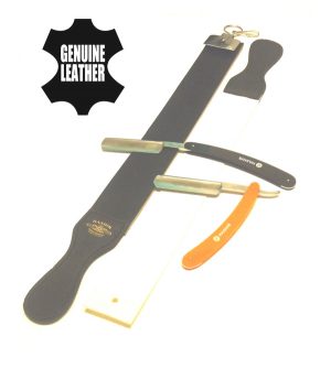 3pcs Classic Folding Shaving Straight Razors PLUS Leather Sharpening Strop Excellent Gift Set
