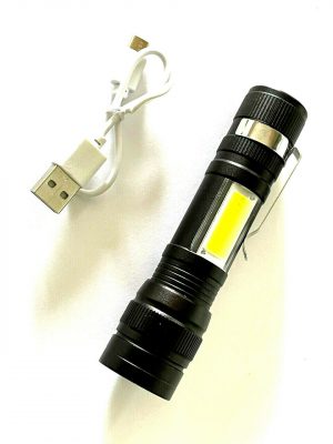 High Power Lumens T6 LED Flashlight USB Rechargeable Zoom With Clip