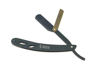 CLASSIC OLD FASHION STAINLESS STEEL STRAIGHT EDGE BARBER RAZOR MANY COLORS NEW + 20pcs Razor Blades Gift Set - Black