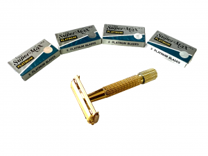 Classic Men's GOLD Butterfly Safety Razor with 20pcs Double Edge Razor Blades