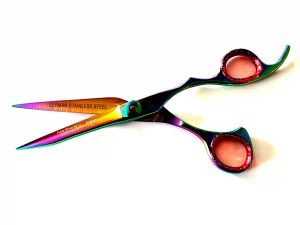 7" Professional Pet Grooming Hair Cutting Scissors Multi Color Titanium